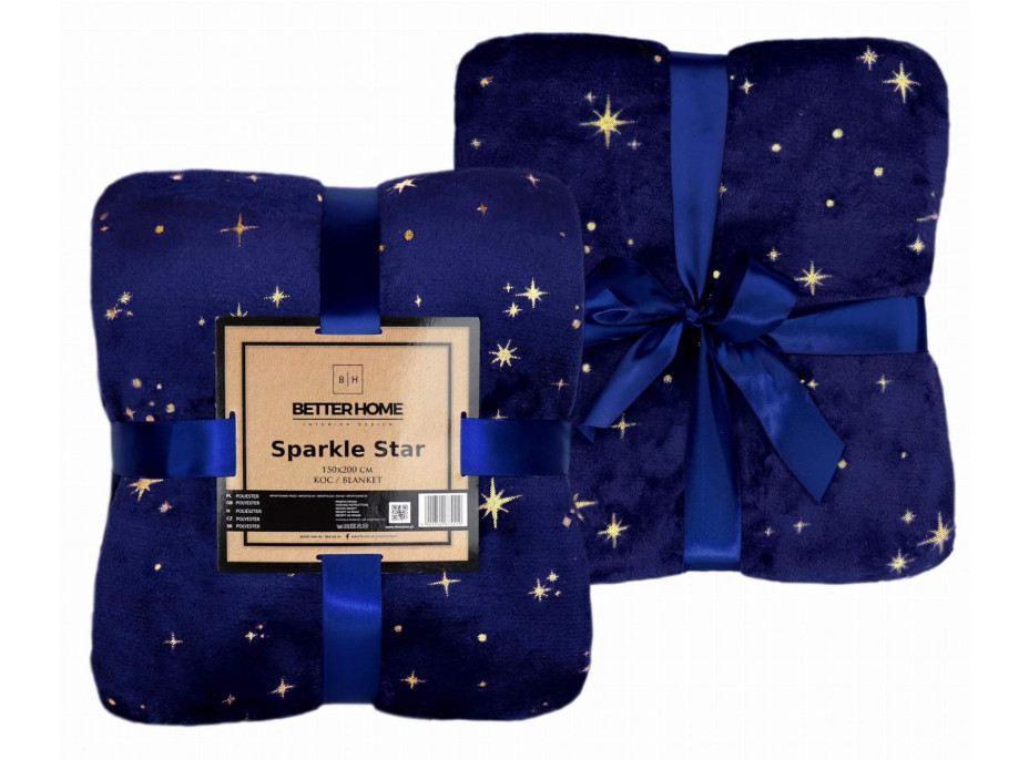 Deka přehoz SPARKLE STAR 150x200 cm - tmavě modrá