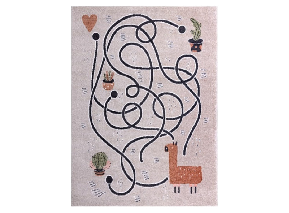 Dětský kusový koberec Fun Game llama beige Dětský kusový koberec Fun Game llama beige