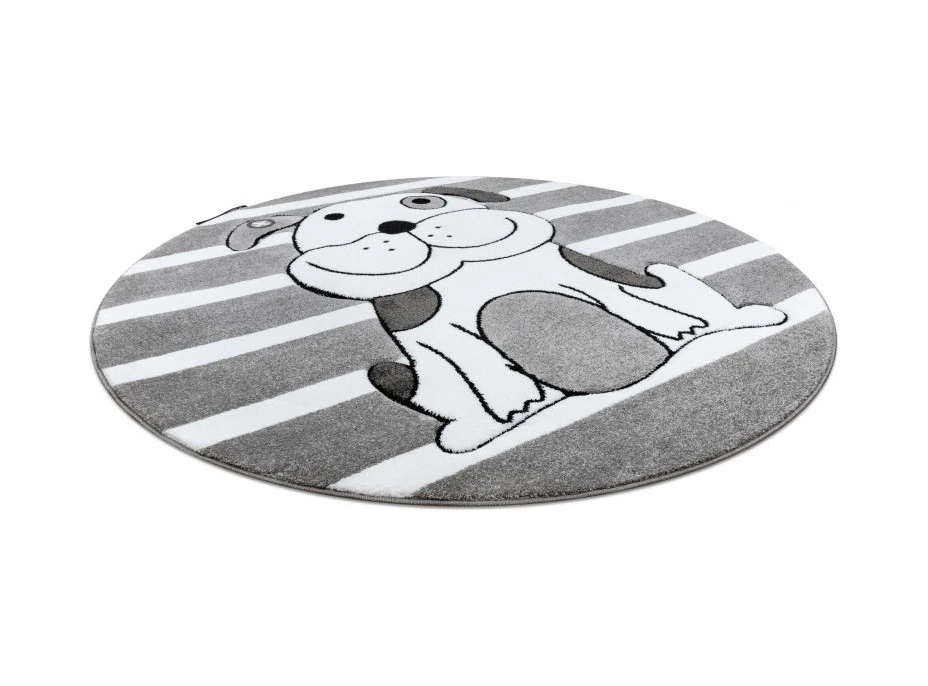 Dětský kusový koberec Petit Puppy šedý kruh