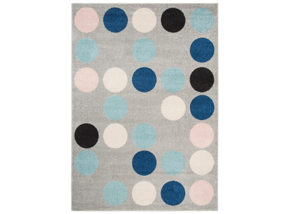 Kusový koberec AZUR puntíky - šedý/růžový/modrý