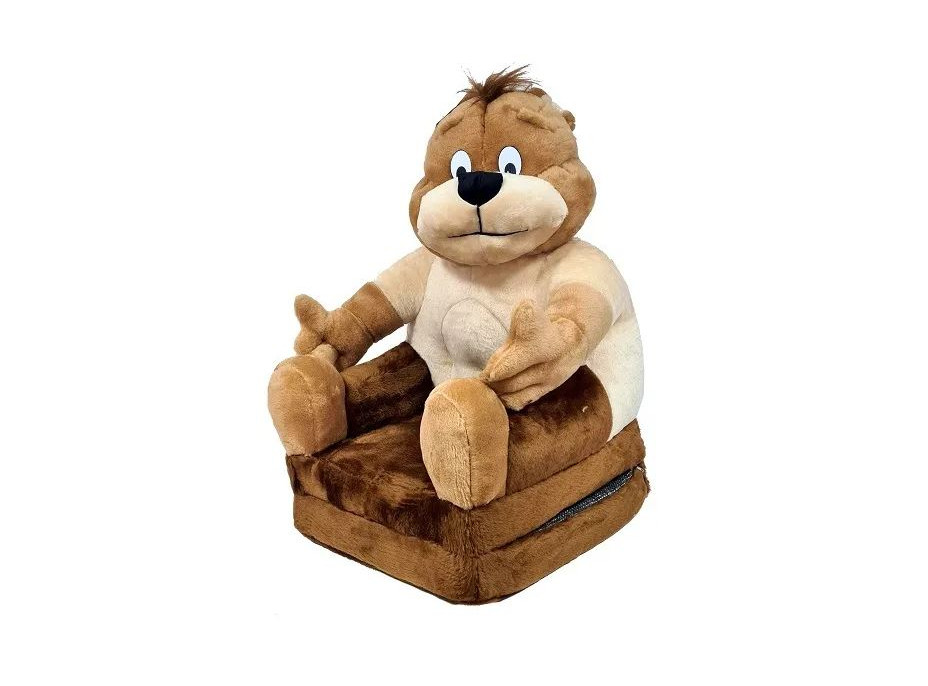 Dětské plyšové rozkládací křesílko MEDVÍDEK