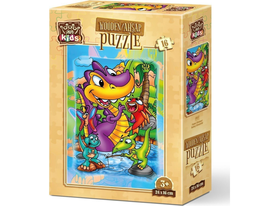 ART PUZZLE Dřevěné puzzle Dinosauři na rybách 16 dílků