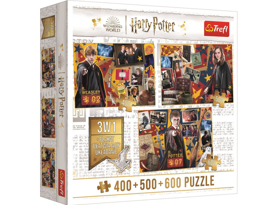 TREFL Puzzle Harry Potter: Ron, Hermiona a Harry 400 + 500 + 600 dílků