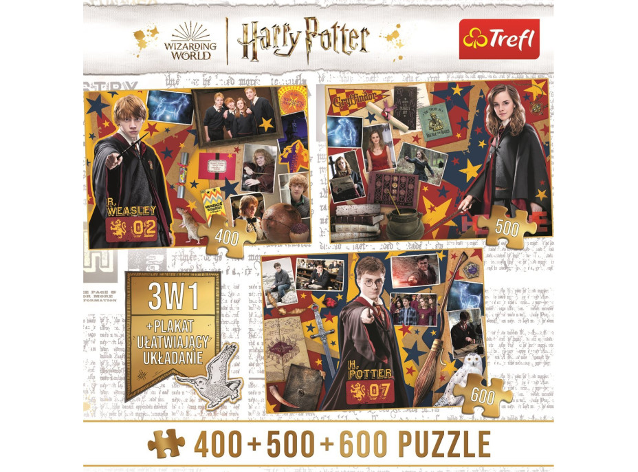 TREFL Puzzle Harry Potter: Ron, Hermiona a Harry 400 + 500 + 600 dílků
