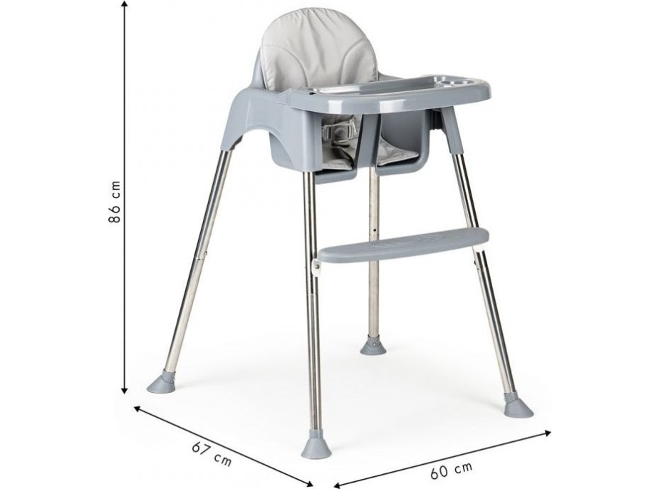 ECOTOYS Jídelní židlička 2v1 šedá