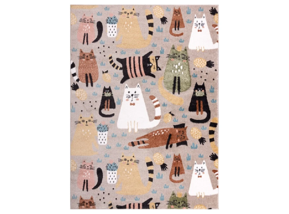 Dětský kusový koberec Fun Kittens Cats beige Dětský kusový koberec Fun Kittens Cats beige