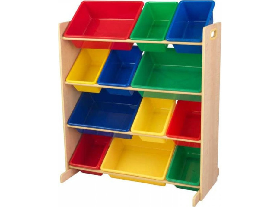 KIDKRAFT Úložná police přírodní s 12 barevnými boxy