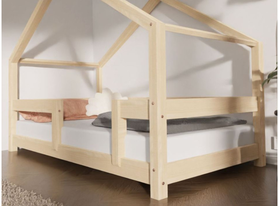 Dětská domečková postel z masivu 180x80 cm LUCKY s pevnými bočnicemi