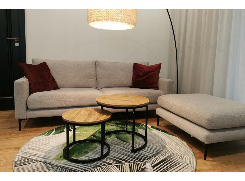 Konferenční stolek DUO ROUND - dub přírodní/černý