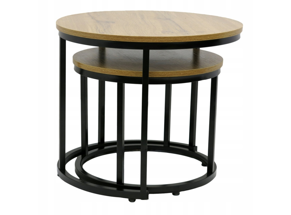 Konferenční stolek DUO ROUND - dub přírodní/černý