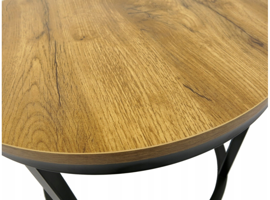 Konferenční stolek DUO ROUND - dub přírodní/černý