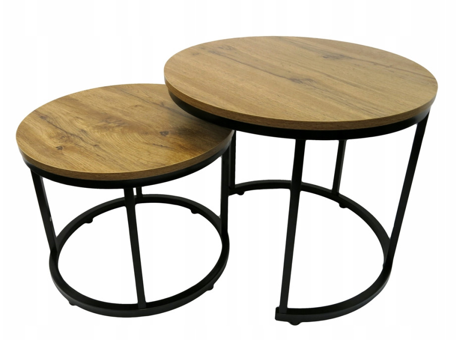 Konferenční stolek DUO ROUND - dub přírodní/černý