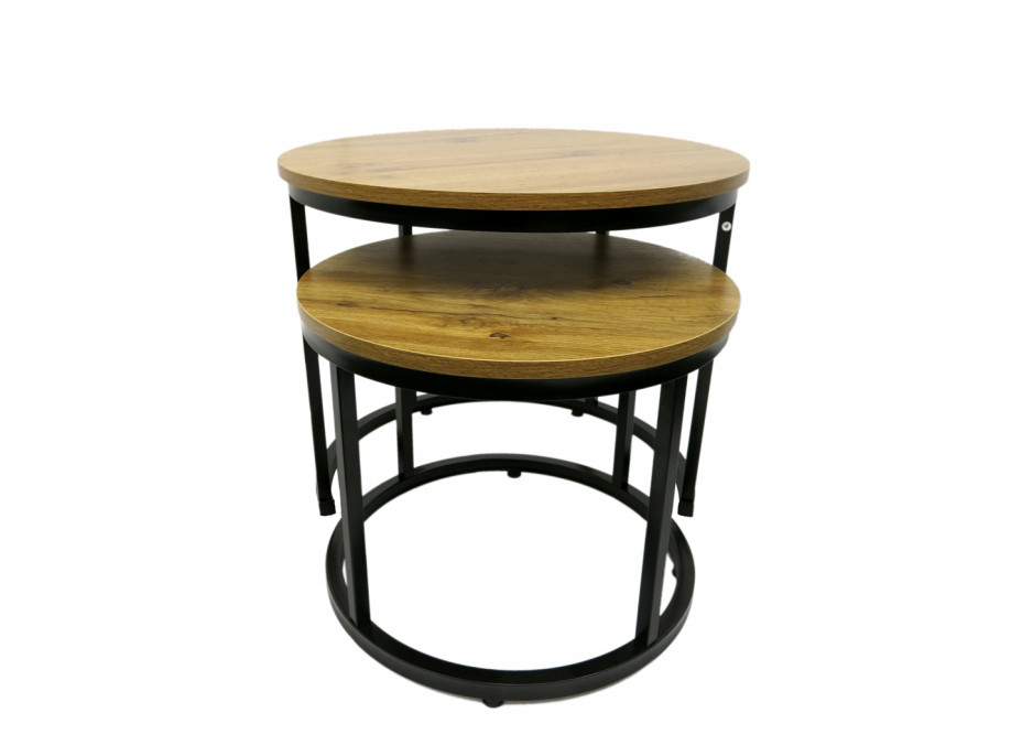 Konferenční stolek DUO ROUND - dub přírodní/černý