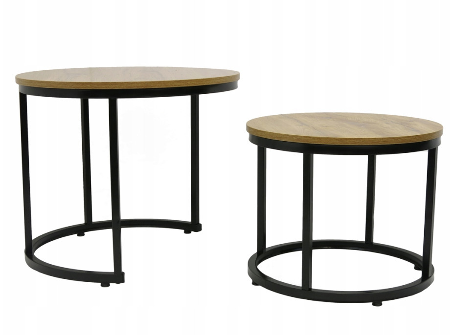 Konferenční stolek DUO ROUND - dub přírodní/černý