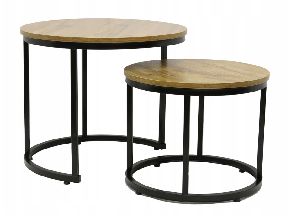 Konferenční stolek DUO ROUND - dub přírodní/černý