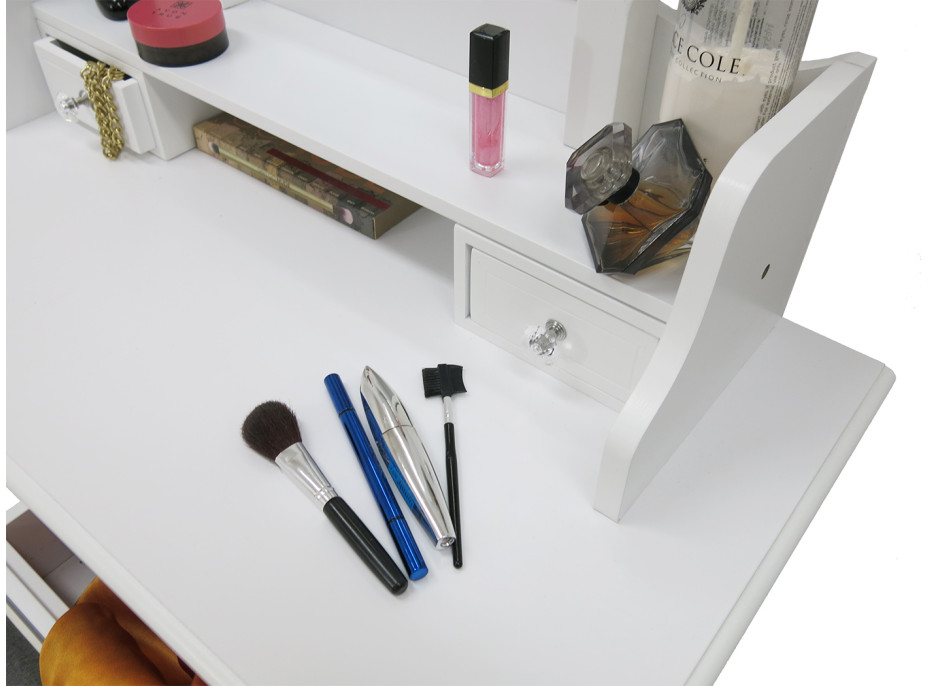 Toaletní stolek QUEEN TL2102 s taburetem - bílý
