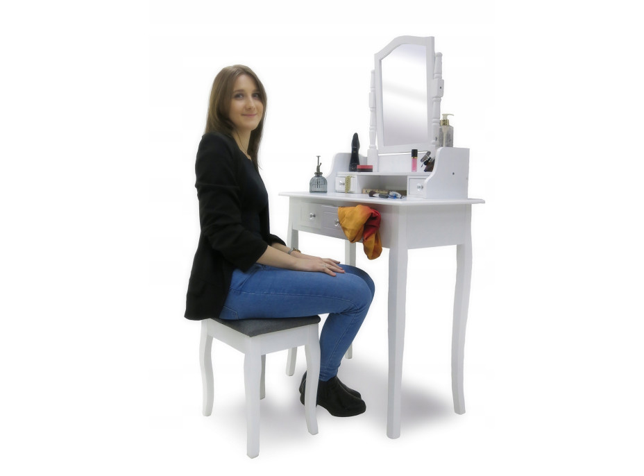 Toaletní stolek QUEEN TL2102 s taburetem - bílý