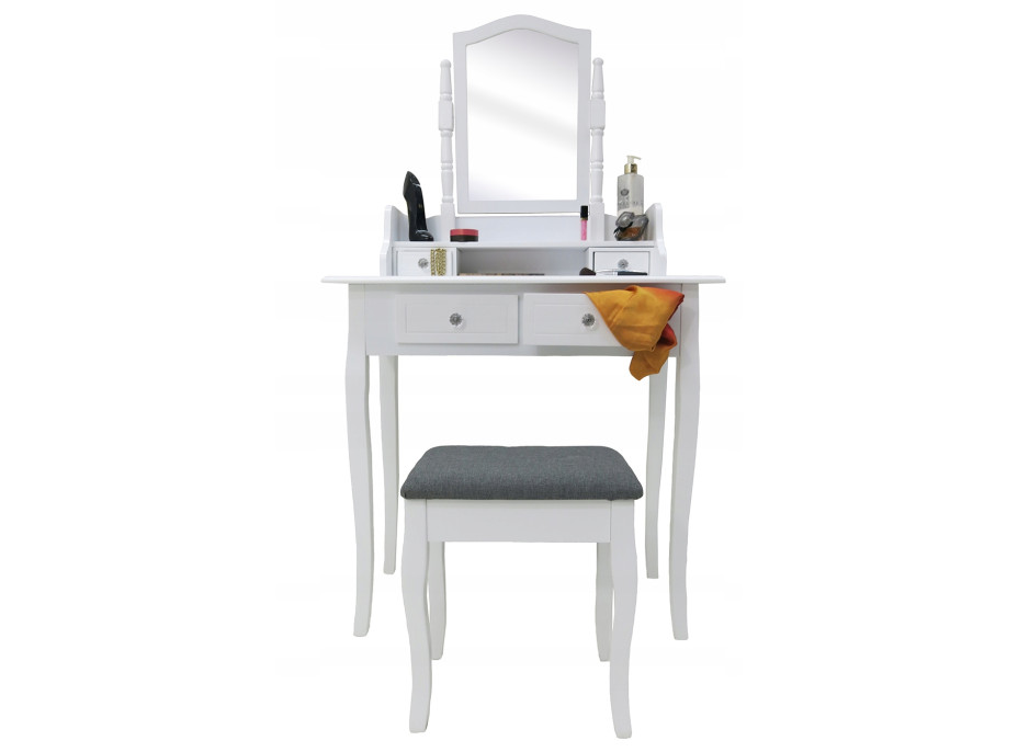 Toaletní stolek QUEEN TL2102 s taburetem - bílý