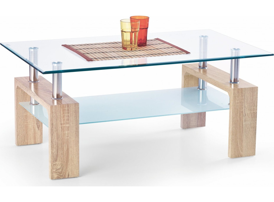 Konferenční stolek DANIEL - dub sonoma/tvrzené sklo