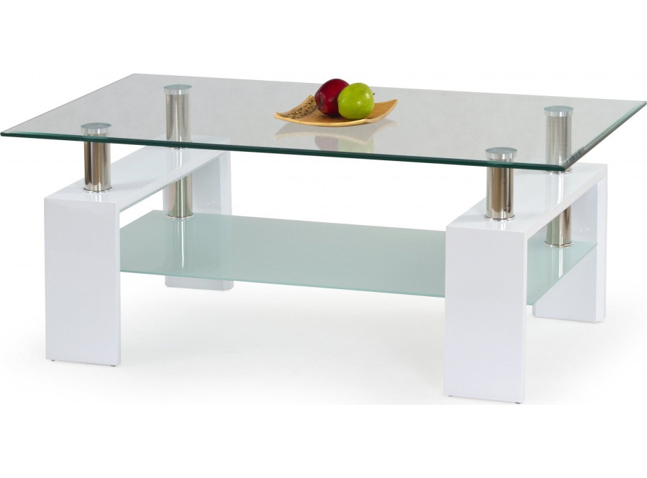 Konferenční stolek DANIEL 2 - bílý/tvrzené sklo