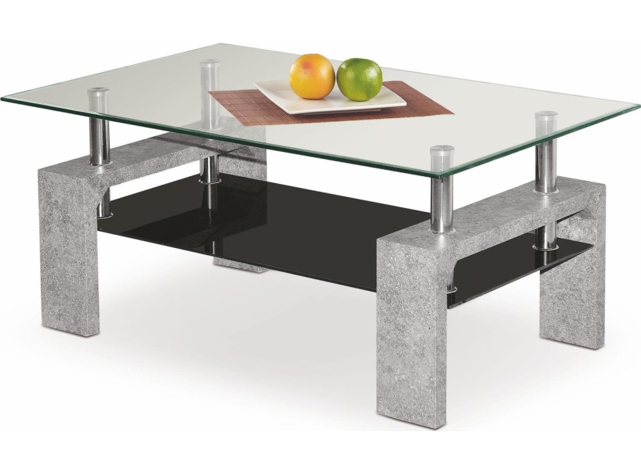 Konferenční stolek DANIEL - beton/tvrzené sklo
