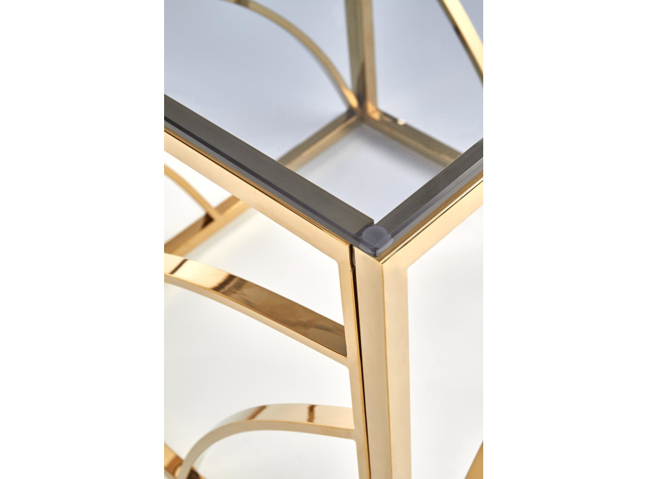 Konferenční stolek VERSO hranatý - kouřové sklo / zlatý