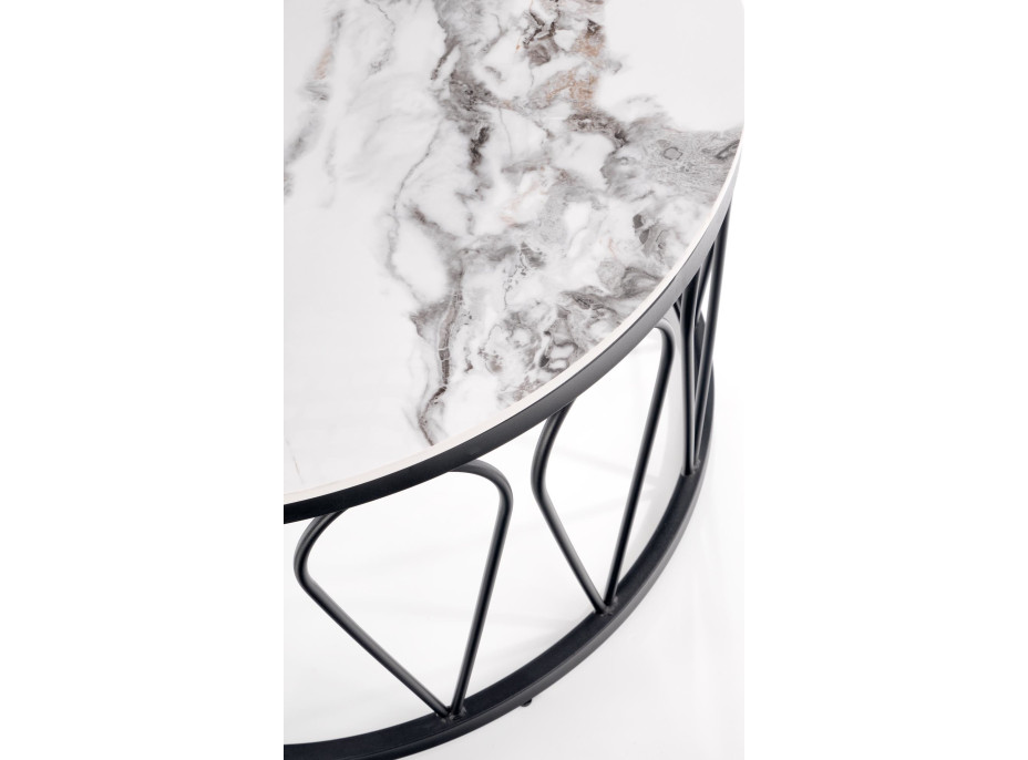 Konferenční stolek FAROSA - bílý mramor / černý