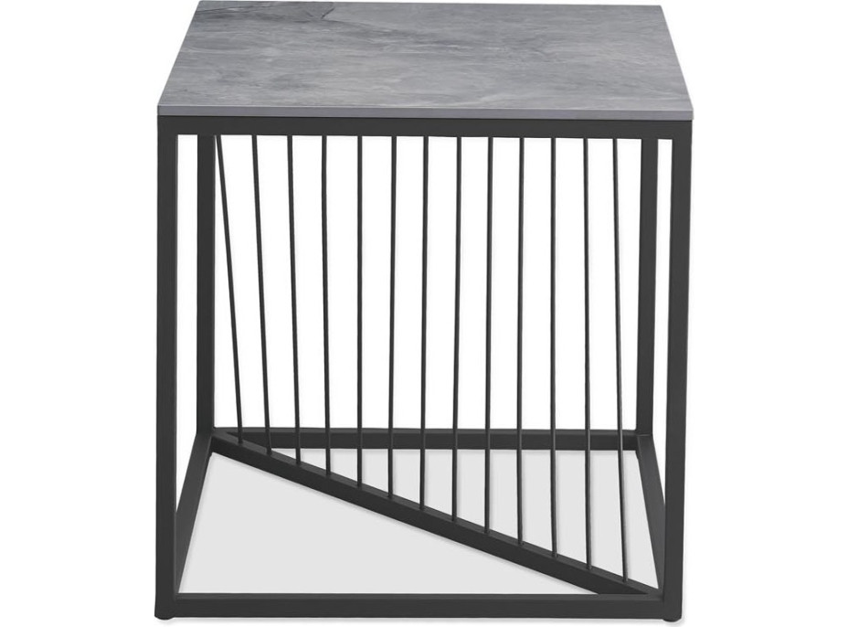 Konferenční stolek INFINE 2 čtverec - šedý mramor, černý