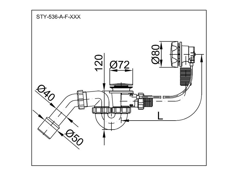 Automatický vanový sifon s přepadem STY-536-A