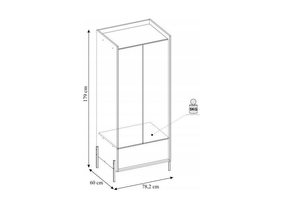Šatní skříň BIOM 2D - přírodní ořech/bílá