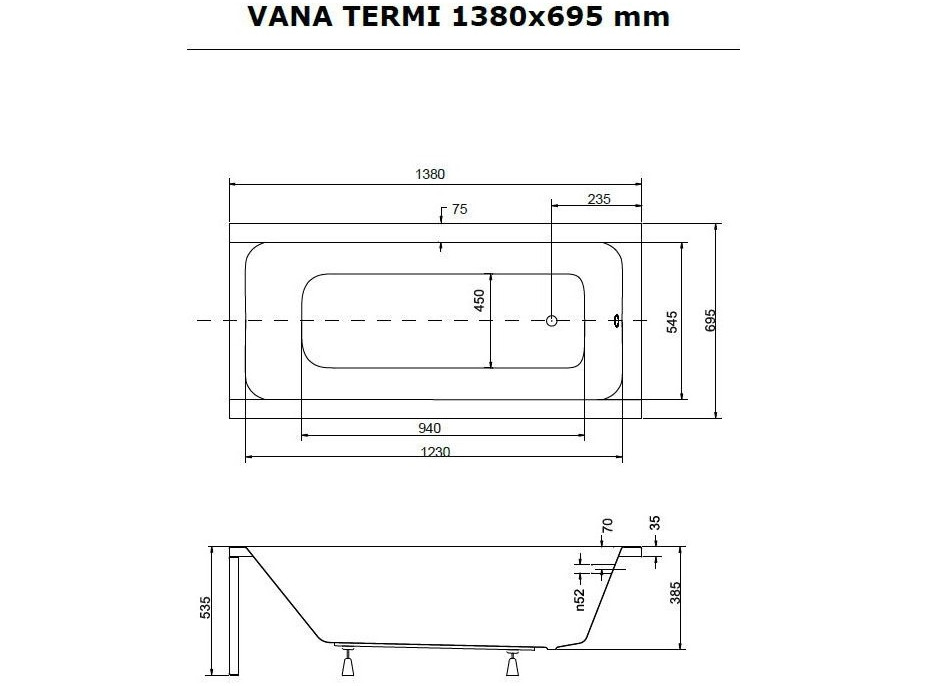 Obdélníková vana TERMI