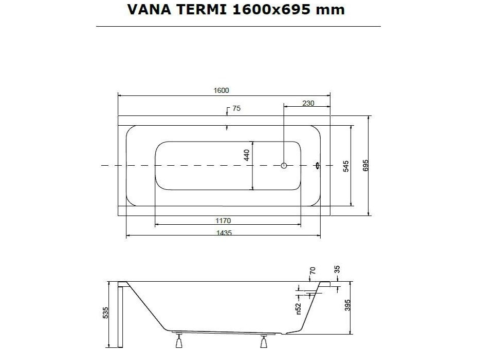 Obdélníková vana TERMI