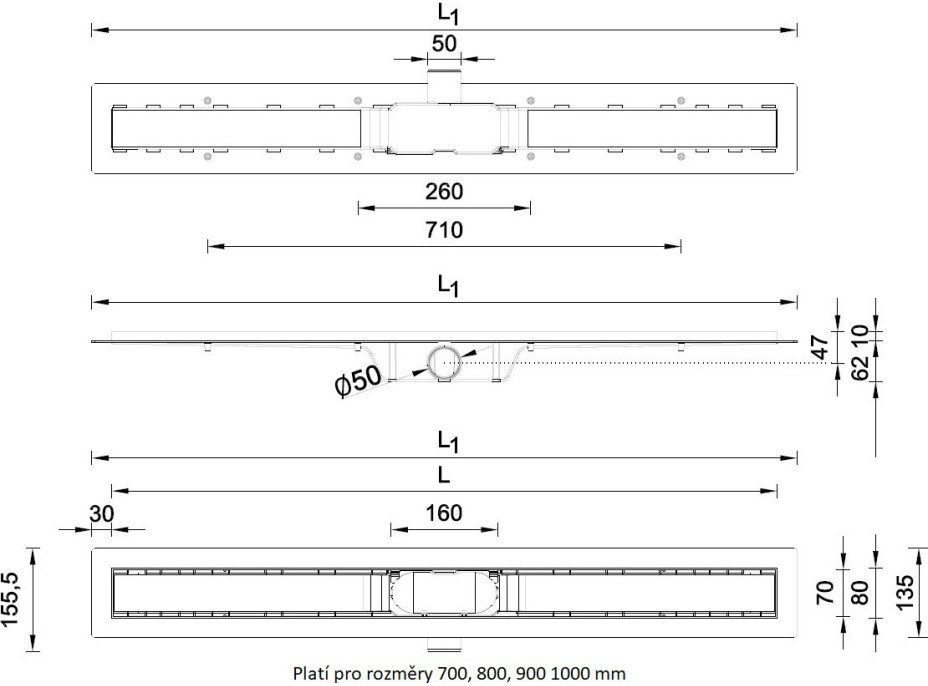 Odtokový žlab STANDARDline MEDIUM