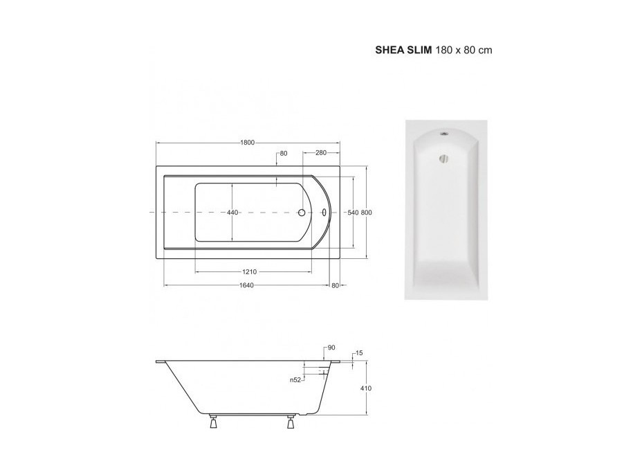 Obdélníková vana SHEA SLIM